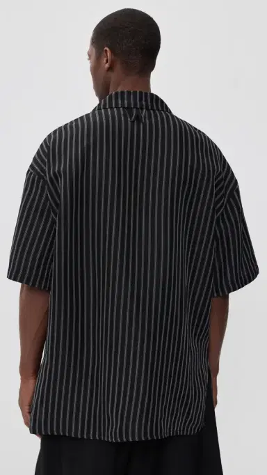Willy Chavarria Camp Collar Shirt White/Black tripe | Thumbnail 3
