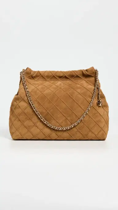 Tory Burch Fleming Suede Hobo Bag Chicory Brown One Size | Thumbnail 2