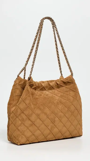 Tory Burch Fleming Suede Hobo Bag Chicory Brown One Size | Thumbnail 4