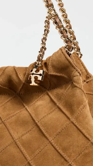 Tory Burch Fleming Suede Hobo Bag Chicory Brown One Size | Thumbnail 5