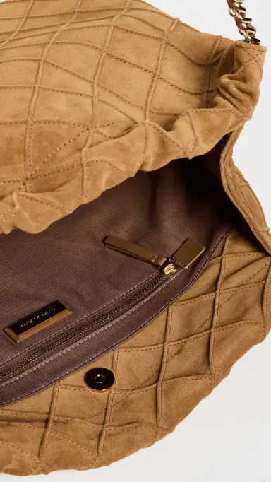 Tory Burch Fleming Suede Hobo Bag Chicory Brown One Size | Thumbnail 6
