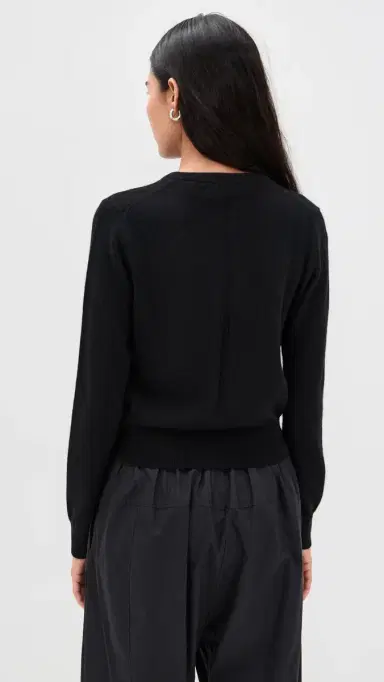 White + Warren Cashmere Crew Neck Cardigan Black | Thumbnail 3