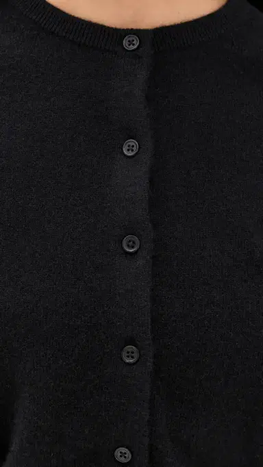 White + Warren Cashmere Crew Neck Cardigan Black | Thumbnail 6