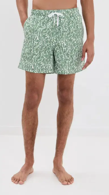 BATHER Thyme Tropic Camo Swim Trunks 6 Green | Thumbnail 2