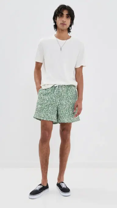 BATHER Thyme Tropic Camo Swim Trunks 6 Green | Thumbnail 5