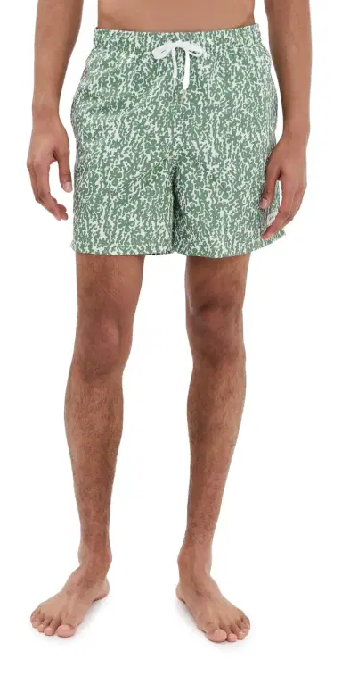 BATHER Thyme Tropic Camo Swim Trunks 6 Green | Thumbnail 1