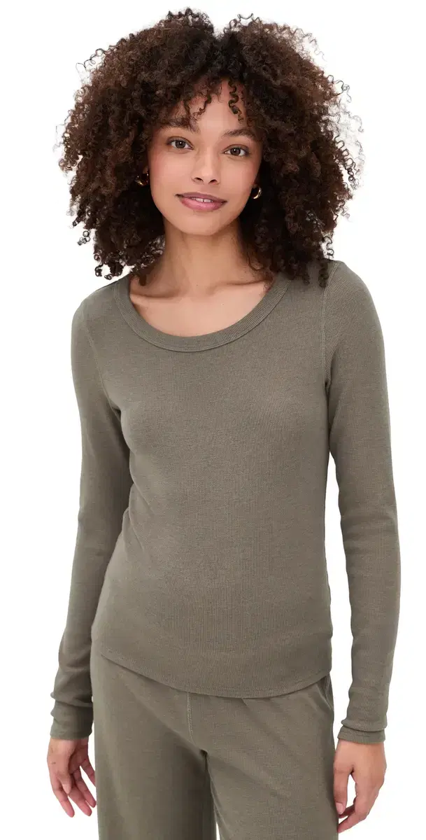 Renae Rib Top Khaki Green