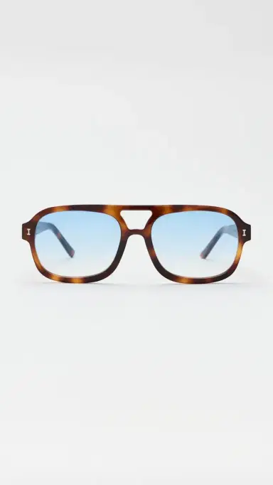 Illesteva Memphis 57 Sunglasses Havana w/ Blue Gradient One Size | Thumbnail 2