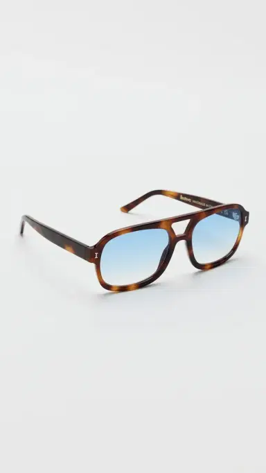 Illesteva Memphis 57 Sunglasses Havana w/ Blue Gradient One Size | Thumbnail 4