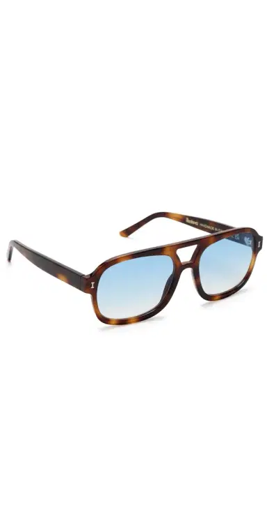 Illesteva Memphis 57 Sunglasses Havana w/ Blue Gradient One Size | Thumbnail 1