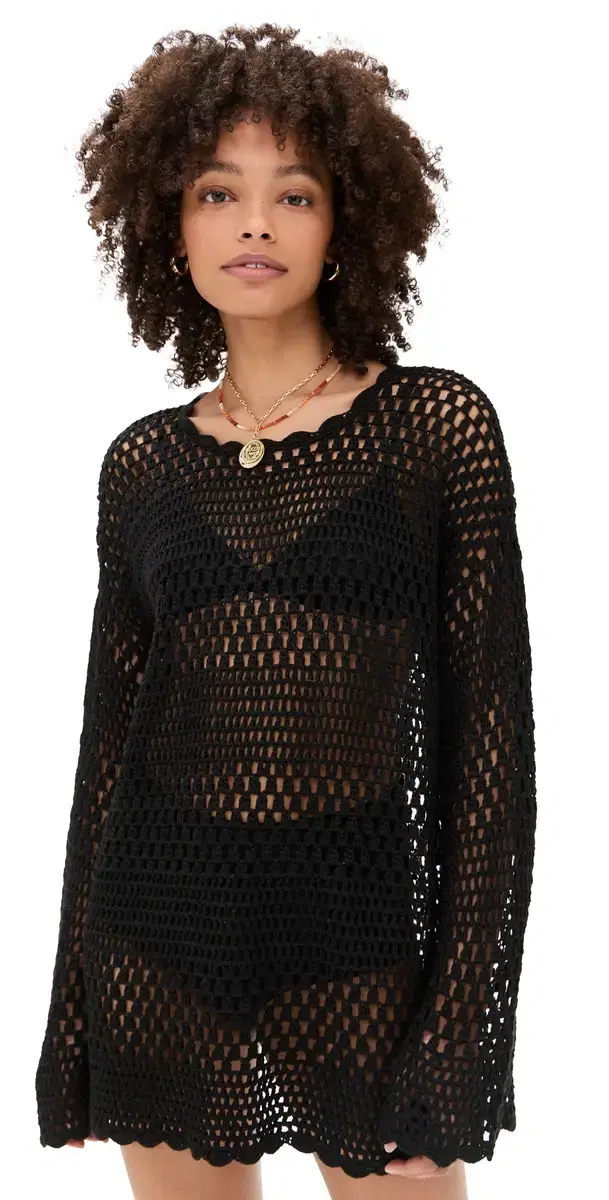 Show Me Your Mumu Paula Pullover Black Crochet