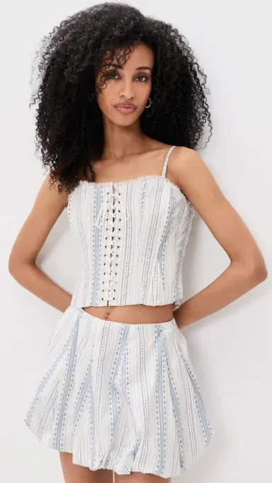 LoveShackFancy Bensen Bustier Cinched Blue | Thumbnail 2 LoveShackFancy Bensen Bustier Cinched Blue | Thumbnail 2