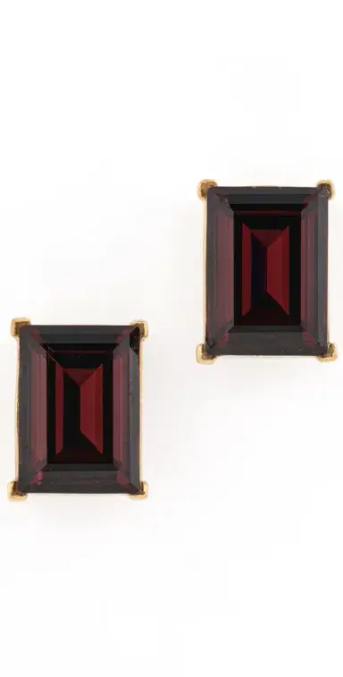 KENNETH JAY LANE Rectangle Stone Pierced Earrings Polished Gold/Smokey Topaz One Size | Thumbnail 1