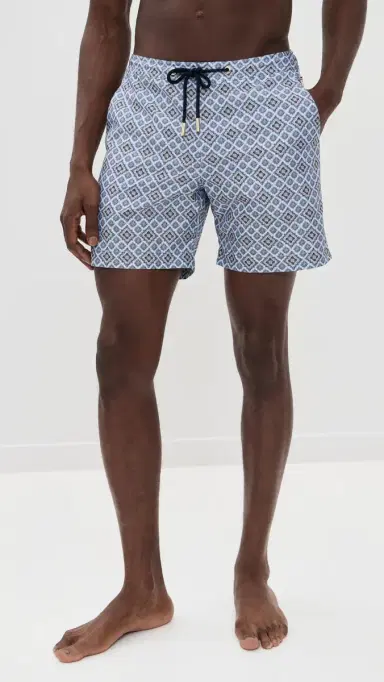 Orlebar Brown Bulldog Drawcord Paisley Season Swim Shorts 6.25 Wave Blue | Thumbnail 2