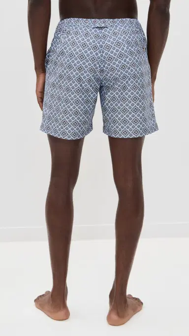 Orlebar Brown Bulldog Drawcord Paisley Season Swim Shorts 6.25 Wave Blue | Thumbnail 3