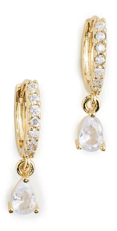 Alexa Leigh Teardrop Pave Earrings Yellow Gold One Size | Thumbnail 1