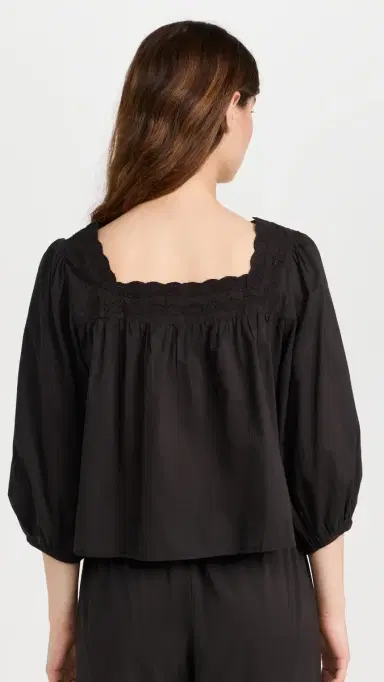 The Great. THE GREAT. The Eyelet Button Sleep Top Black 2 | Thumbnail 3