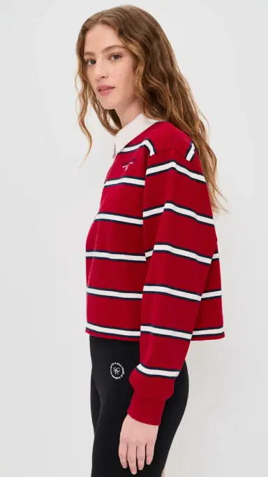 Sporty & Rich S & R Nautical Rugby Polo Ruby/Dark Navy/White L | Thumbnail 4