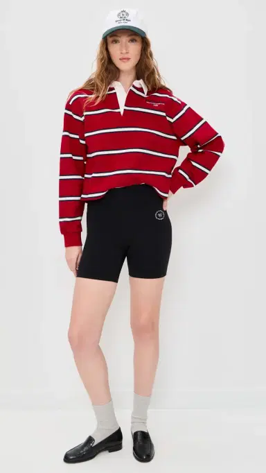 Sporty & Rich S & R Nautical Rugby Polo Ruby/Dark Navy/White L | Thumbnail 5