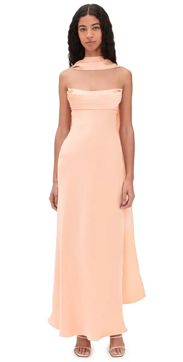 Runaway the Label adeleine Strapless axi Dress Peach