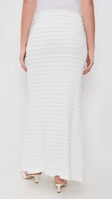SEVEN WONDERS Adalee Ruffle Texture Maxi Skirt White | Thumbnail 3