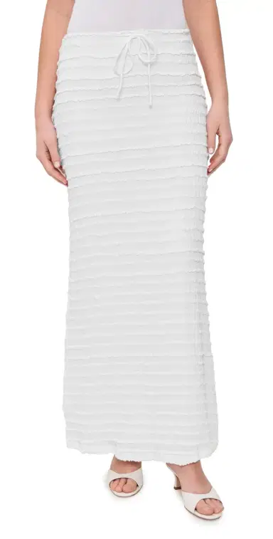 SEVEN WONDERS Adalee Ruffle Texture Maxi Skirt White | Thumbnail 1
