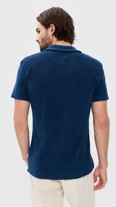 Orlebar Brown Terry Towelling Resort Polo Shirt Blue Wash | Thumbnail 3