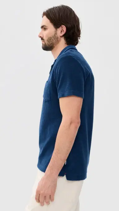 Orlebar Brown Terry Towelling Resort Polo Shirt Blue Wash | Thumbnail 4