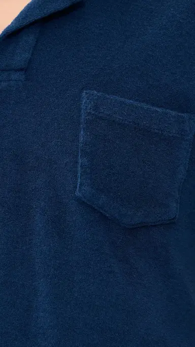 Orlebar Brown Terry Towelling Resort Polo Shirt Blue Wash | Thumbnail 6