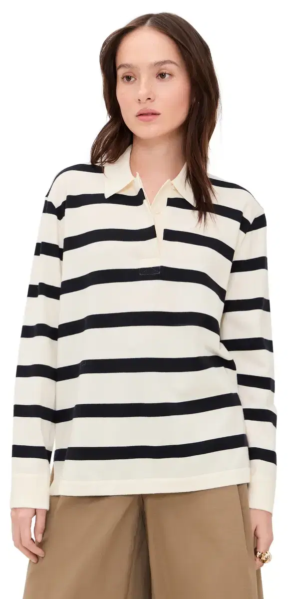 Jenni Kayne Post Pullover  and Navy tripe /Navy tripe
