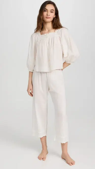 The Great. The Eyelet Easy Sleep Pants True White | Thumbnail 5 The Great. The Eyelet Easy Sleep Pants True White | Thumbnail 5