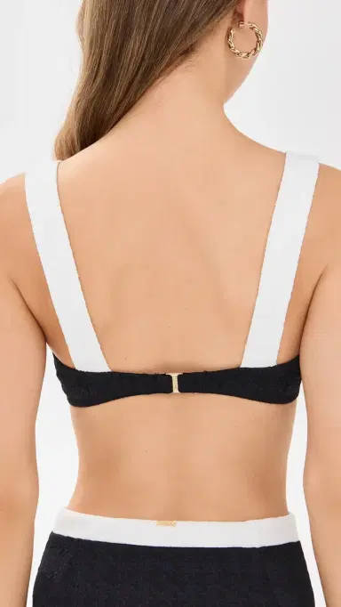 L'Agence Alexandria Colorblock Chic Structured Bra Top with Gold Buttons Black | Thumbnail 3