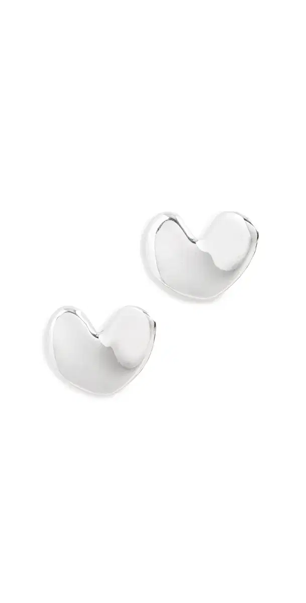 AGMES Sculpted Heart Studs Silver One Size