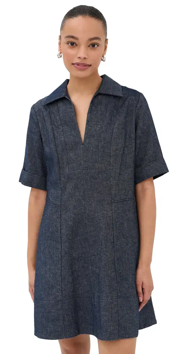 Vince Collared Chambray Dress Indigo