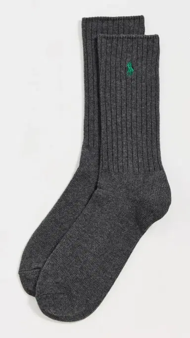 Polo Ralph Lauren Cotton Rib Crew Socks Heather Grey 10-13 | Thumbnail 2