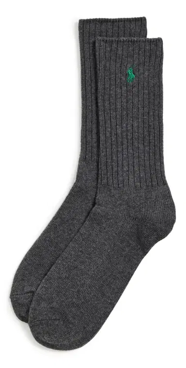 Polo Ralph Lauren Cotton Rib Crew Socks Heather Grey 10-13 | Thumbnail 1