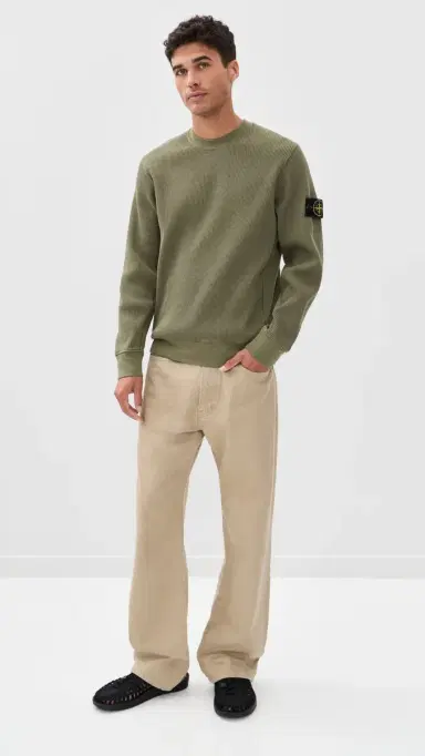 Stone Island Cotton Waffle Crew Sweatshirt ilitary Green | Thumbnail 5 Stone Island Cotton Waffle Crew Sweatshirt ilitary Green | Thumbnail 5