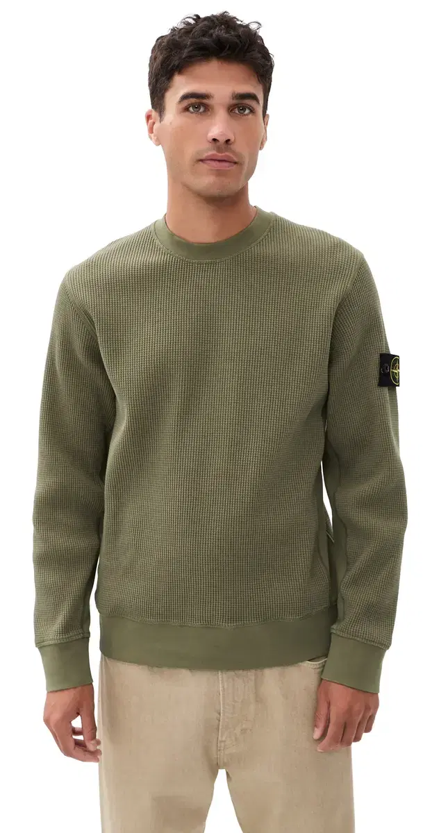 Cotton Waffle Crew Sweatshirt ilitary Green
