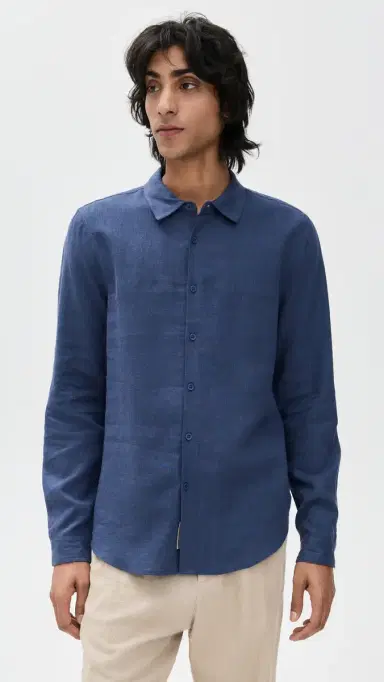 Onia Standard Long Sleeve Linen Shirt Vintage Indigo | Thumbnail 2 Onia Standard Long Sleeve Linen Shirt Vintage Indigo | Thumbnail 2