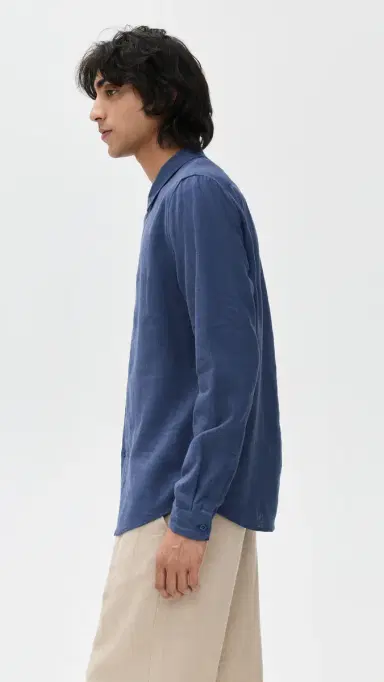 Onia Standard Long Sleeve Linen Shirt Vintage Indigo | Thumbnail 4 Onia Standard Long Sleeve Linen Shirt Vintage Indigo | Thumbnail 4