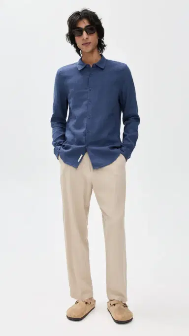 Onia Standard Long Sleeve Linen Shirt Vintage Indigo | Thumbnail 5 Onia Standard Long Sleeve Linen Shirt Vintage Indigo | Thumbnail 5