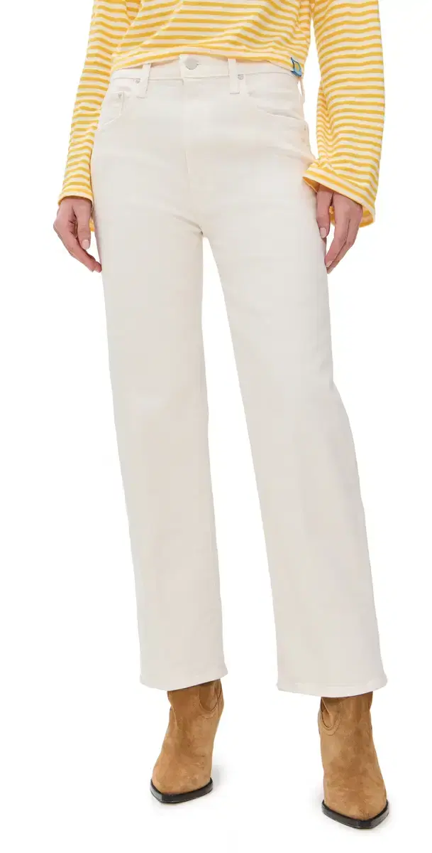 MOTHER The Rambler Zip Ankle Jeans Cream Puffs