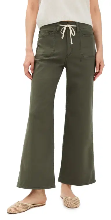PAIGE Ari Waistband Tie and Stitch Thru Utility Pockets Pants Vintage Forester Green 26 | Thumbnail 1 PAIGE Ari Waistband Tie and Stitch Thru Utility Pockets Pants Vintage Forester Green 26 | Thumbnail 1