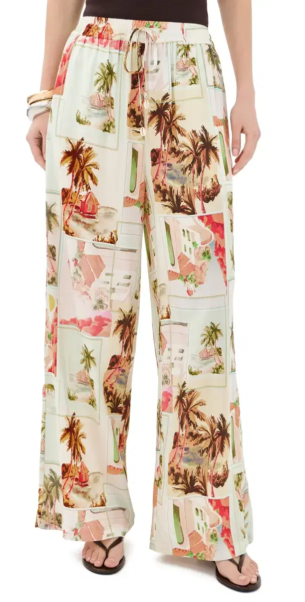 MINKPINK Dolce Drawstring Pants Vintage Postcards