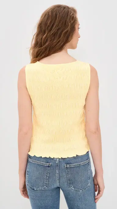 Madewell Smocked Boatneck Tank Sheer Pineapple | Thumbnail 3