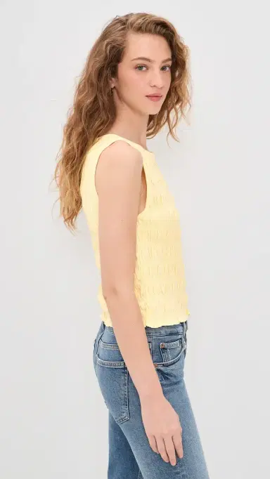 Madewell Smocked Boatneck Tank Sheer Pineapple | Thumbnail 4