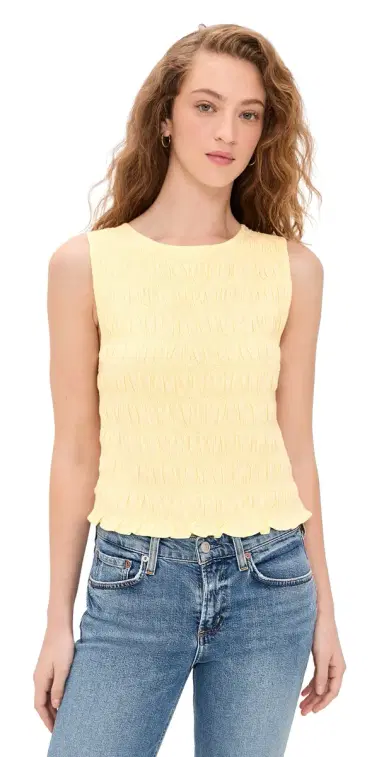 Madewell Smocked Boatneck Tank Sheer Pineapple | Thumbnail 1