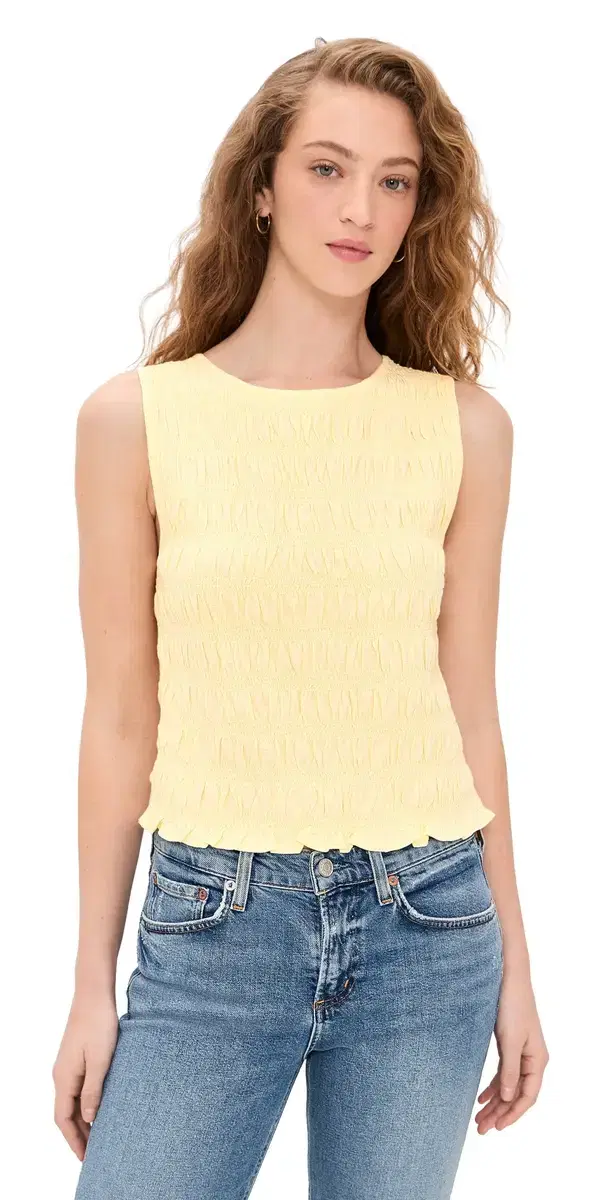 Smocked Boatneck Tank Sheer Pineapple