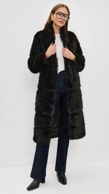 Apparis Faux Fur Sylke Sable Coat Noir | Thumbnail 2 Apparis Faux Fur Sylke Sable Coat Noir | Thumbnail 2