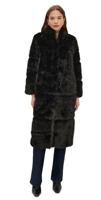 Apparis Faux Fur Sylke Sable Coat Noir | Thumbnail 1 Apparis Faux Fur Sylke Sable Coat Noir | Thumbnail 1
